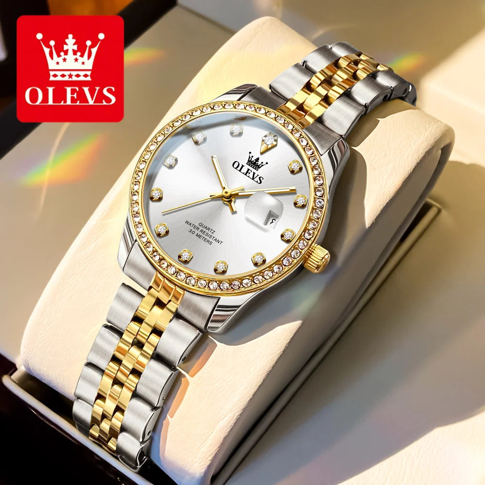 OLEVS Elegant Women Wristwatch Quartz Diamond Dial Style