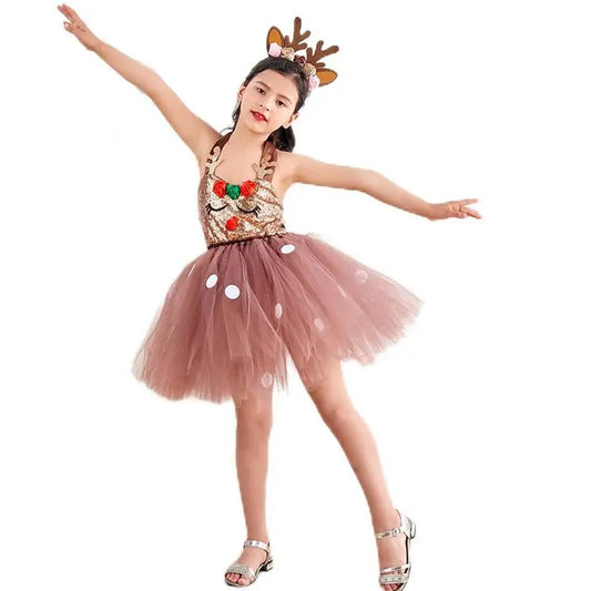 Darling Reindeer Christmas Costume For Girls Dress Gift