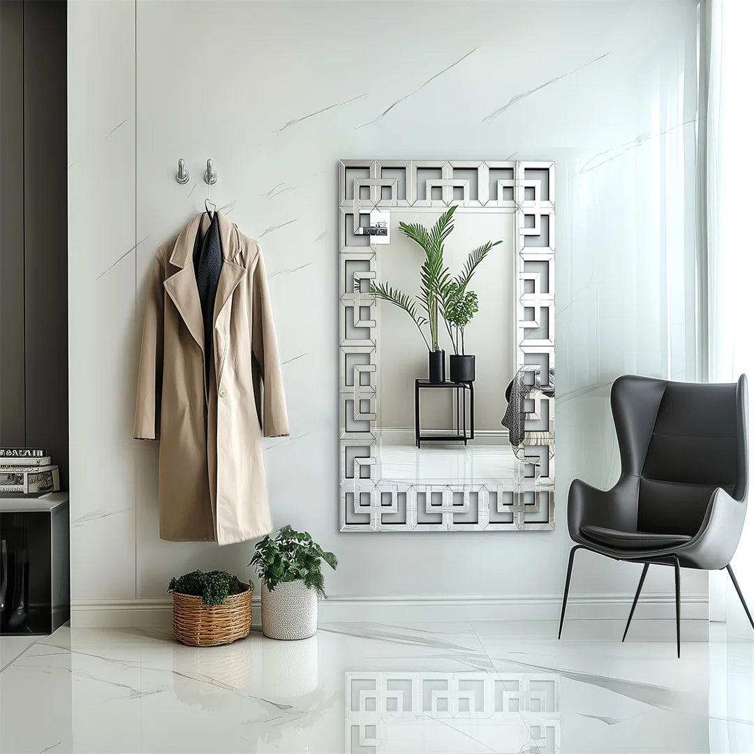 LUVODI Modern Wall Mirror Beveled Glass Rectangle Decor