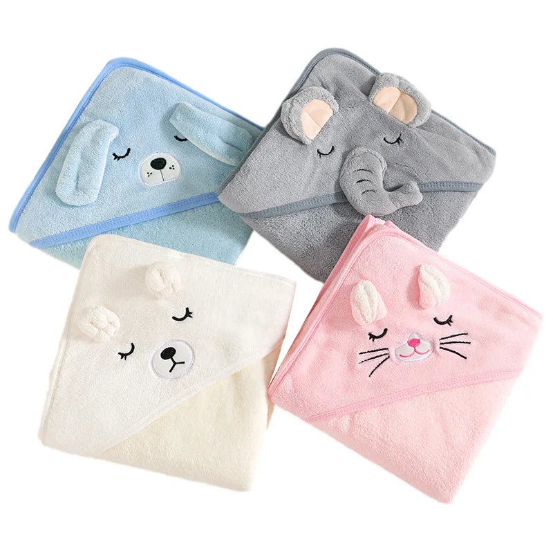 Cartoon Animal Hooded Baby Bath Towels Soft Newborn Toddler