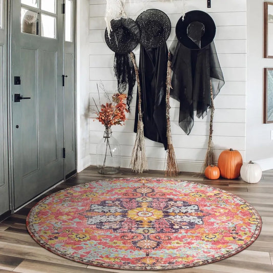 Hignconcerned Bohemian Medallion Round Rug Indoor Mat