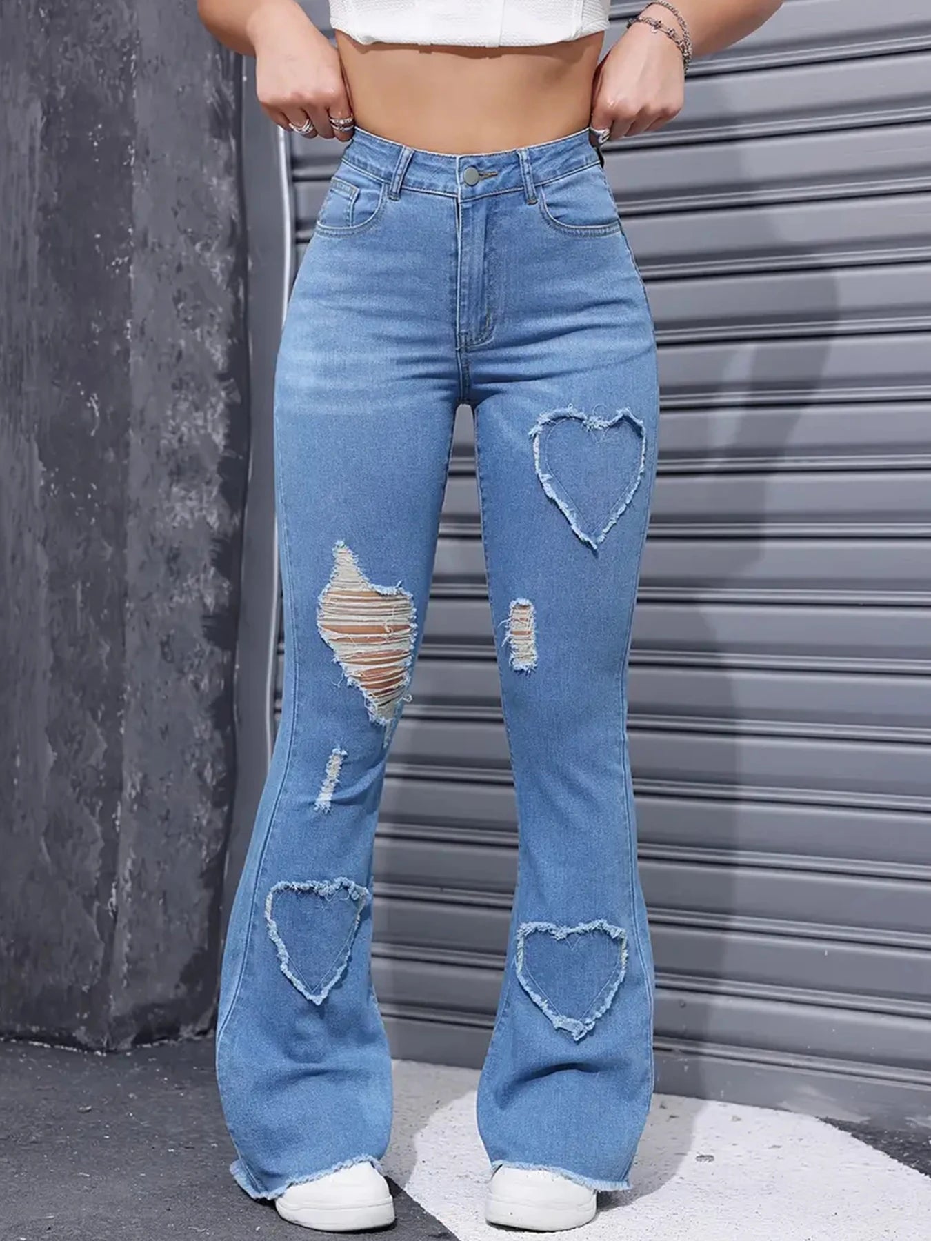 CN Guangdong Womens Distressed Jeans Embroidered Patches