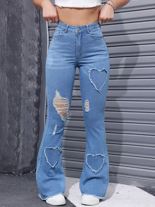 CN Guangdong Womens Distressed Jeans Embroidered Patches