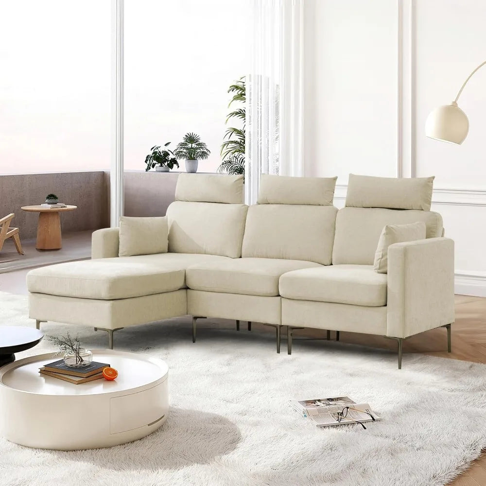 Angduo L-Shaped Sectional Sofa 3-Seater Modular Couch
