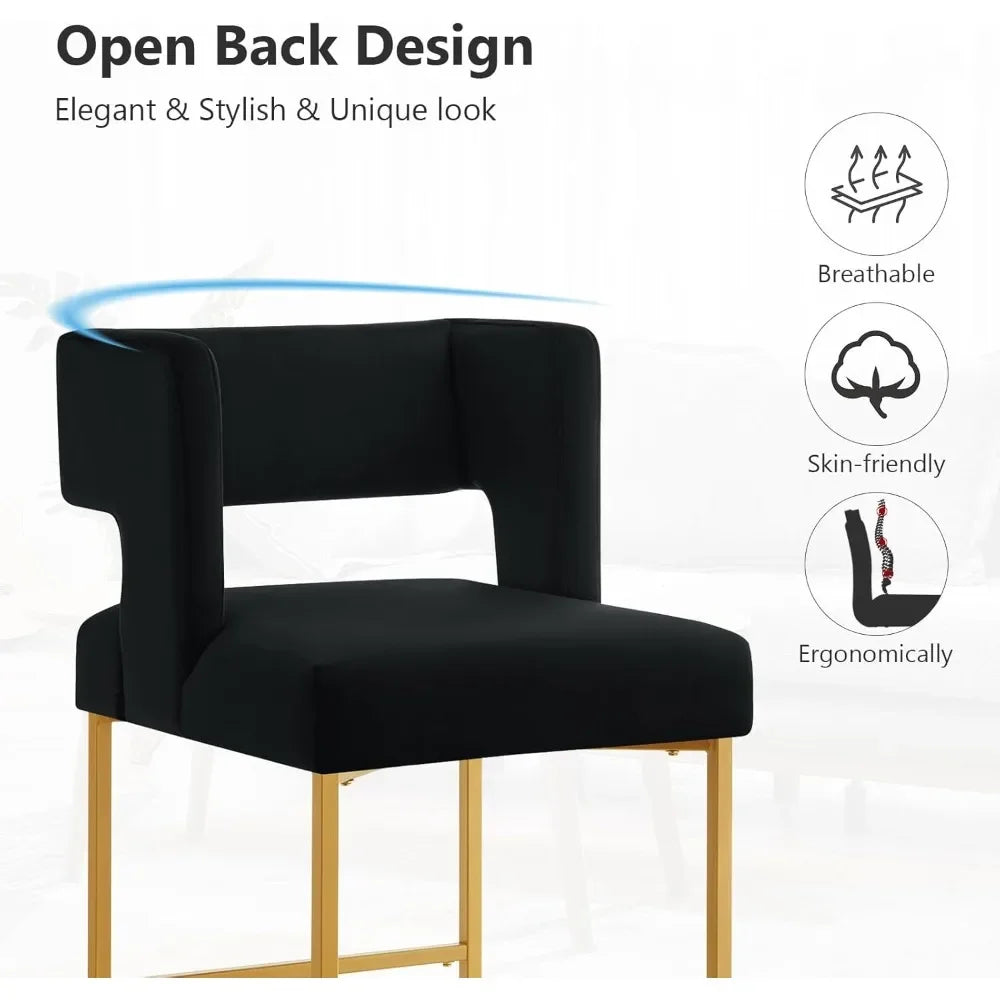 Angduo Velvet Bar Stools Set Of 4 Modern Metal Frame