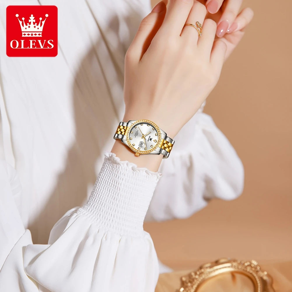 OLEVS Elegant Women Wristwatch Quartz Diamond Dial Style