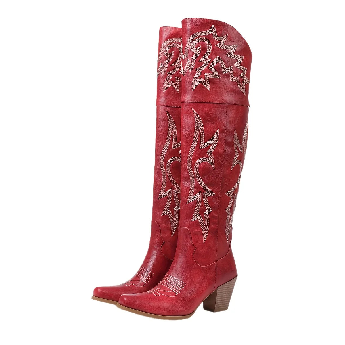 Women Over The Knee Western Boots High Heel Zipper Cowgirl