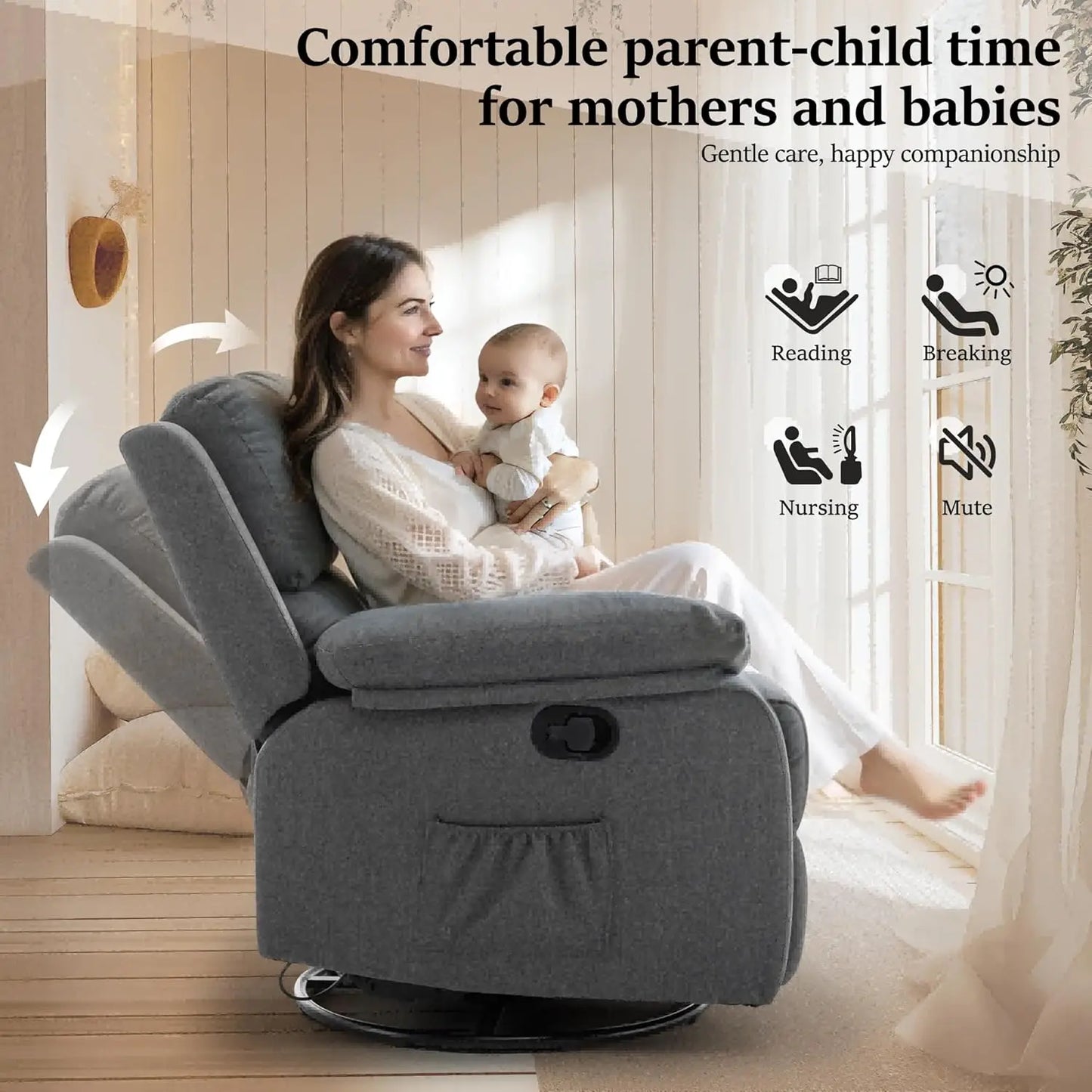 Complete Home and Apparel Recliner Chair 360 Swivel Rocker