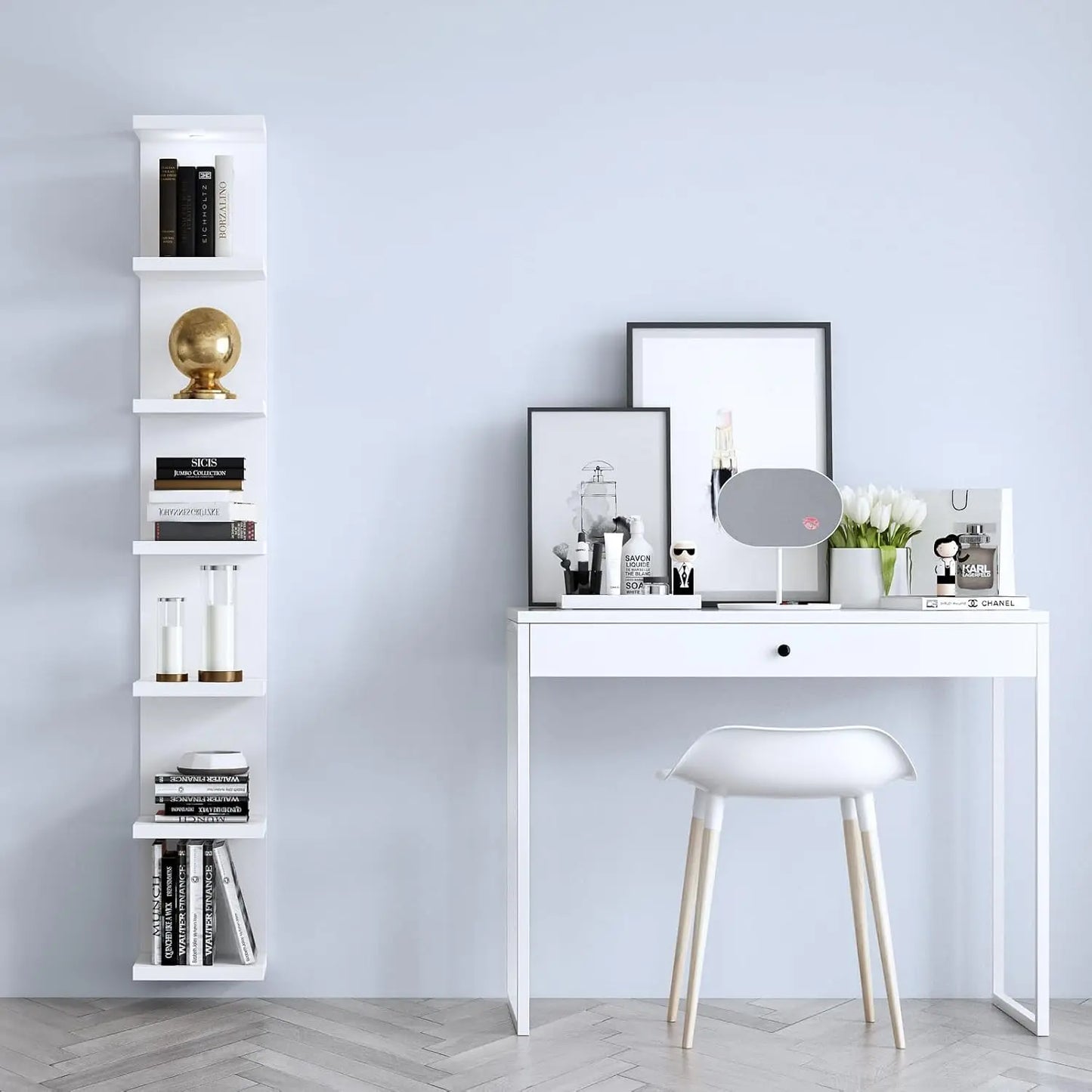 Hign-concerned Versatile 7 Tier Wall Shelf Unit LED Light