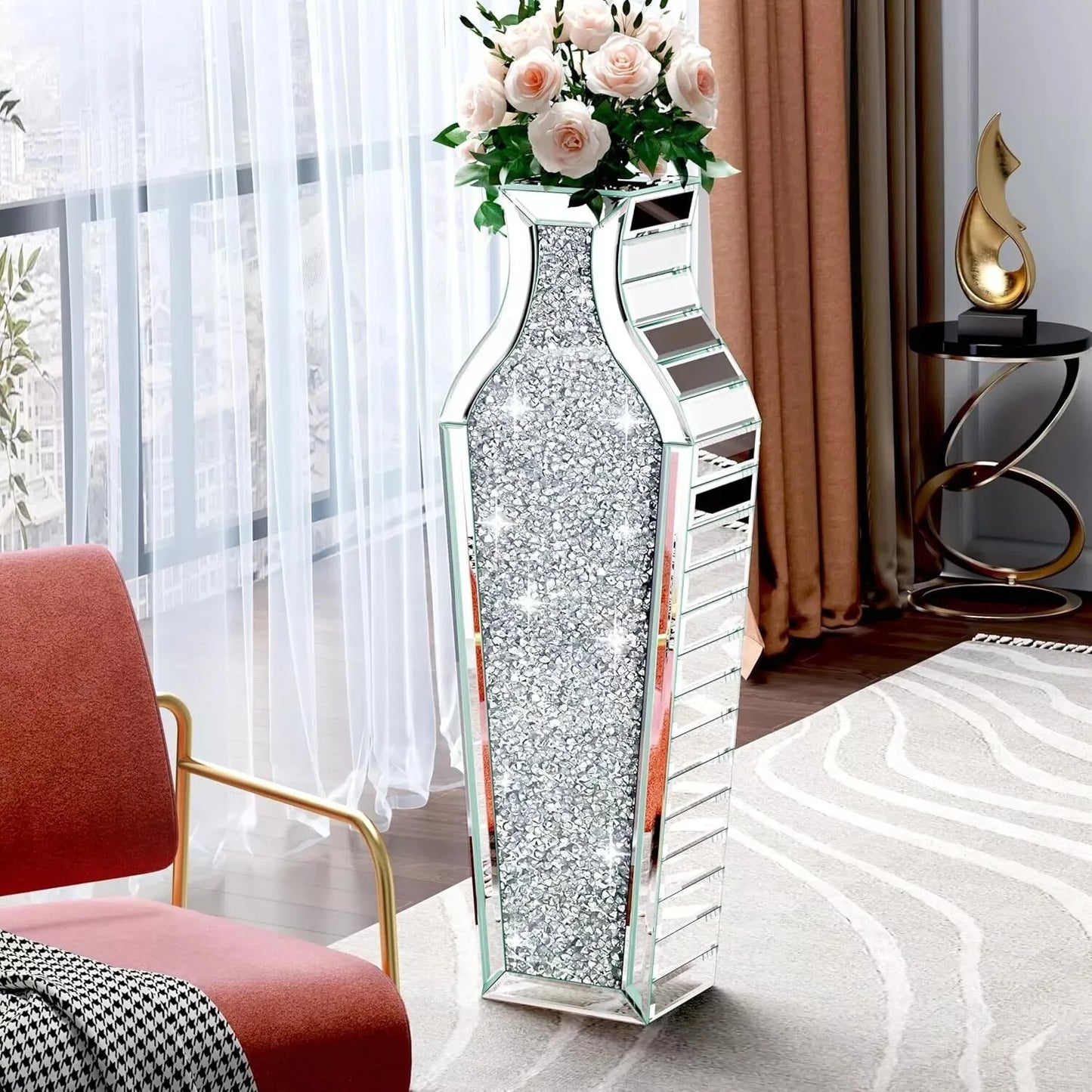 Complete Home And Apparel Luxury Floor Vase Crushed Diamond