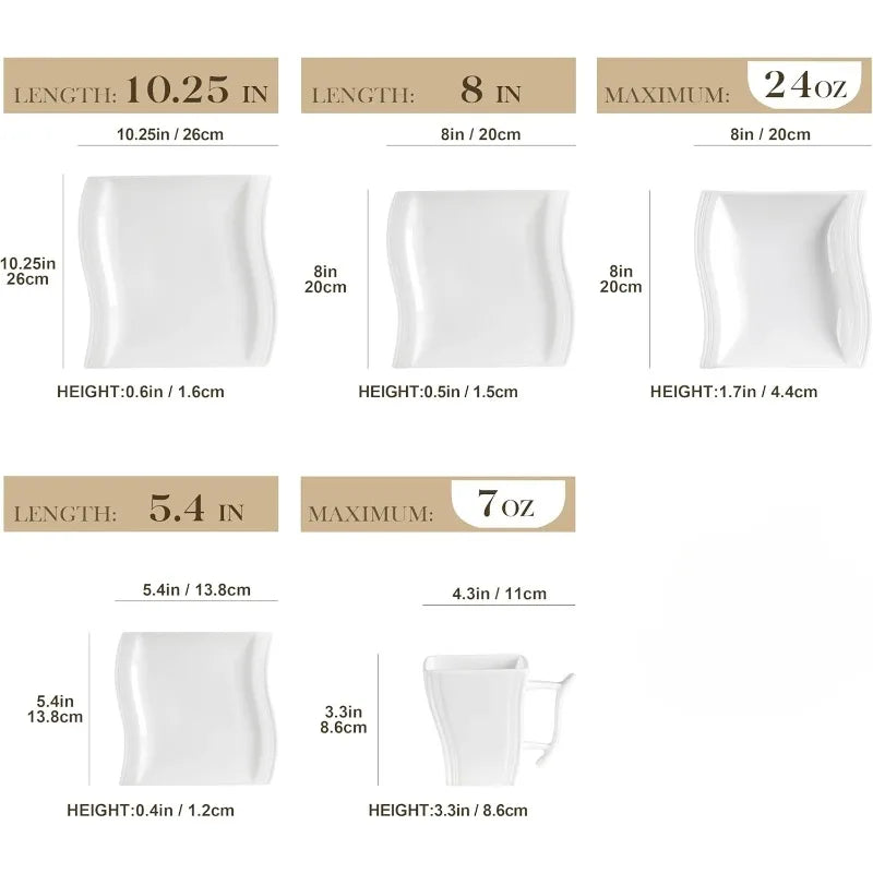 Hign Concerned Porcelain Dinnerware Set Square Plates
