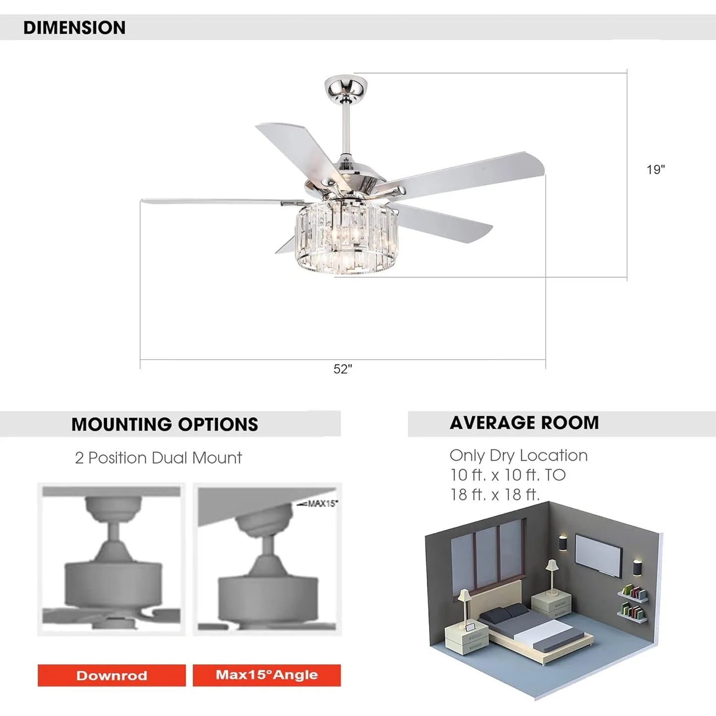 Hign-concerned Ceiling Fan With Lights And Remote Whisper