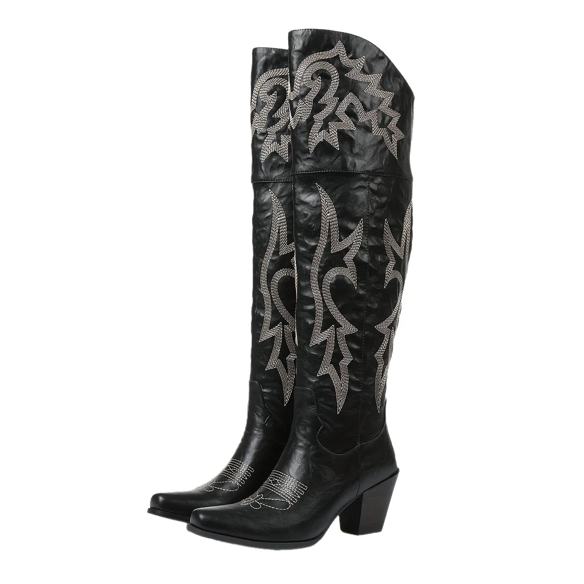 Women Over The Knee Western Boots High Heel Zipper Cowgirl