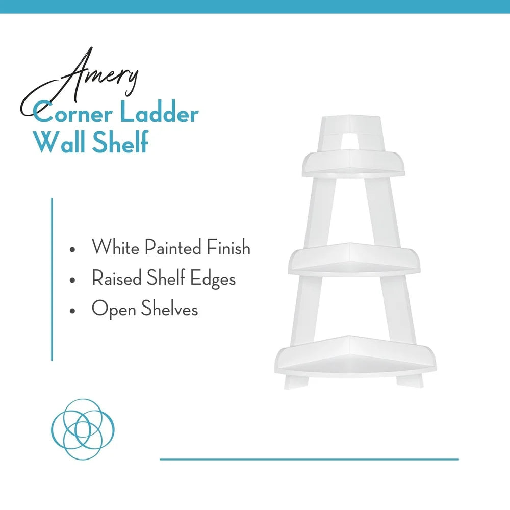 XMSJ Corner Ladder Wall Shelf 3 Tier Bathroom Storage