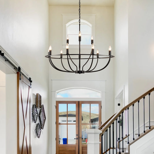 LovingC Wagon Wheel 12 Lights Modern Chandelier Pendant