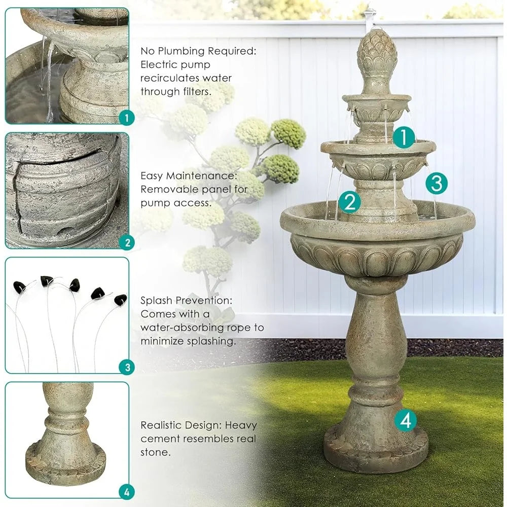 Outdoor Concrete Water Fountain With Continuous Pump