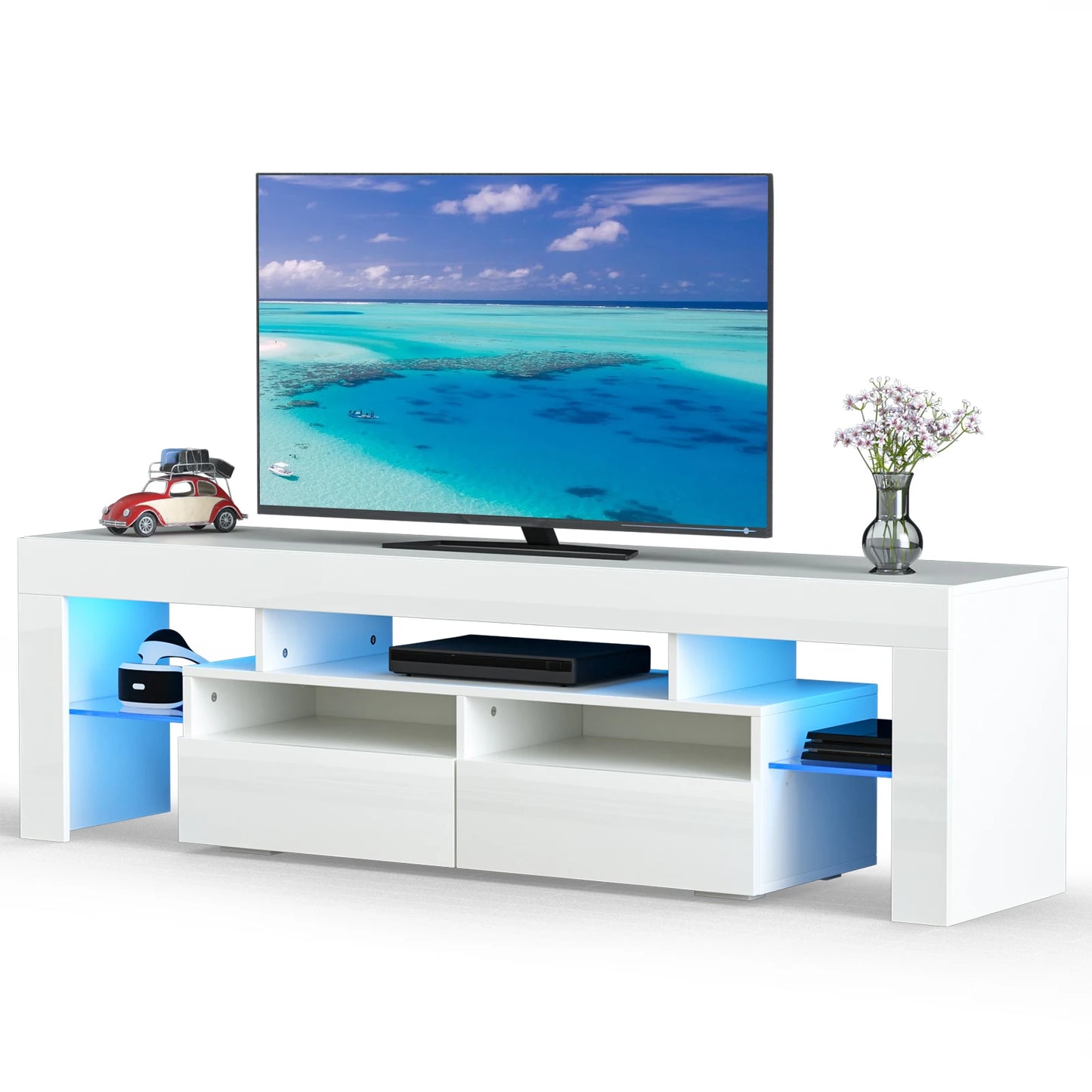 QiaoShiRen LED TV Stand Gloss Cabinet With Drawers