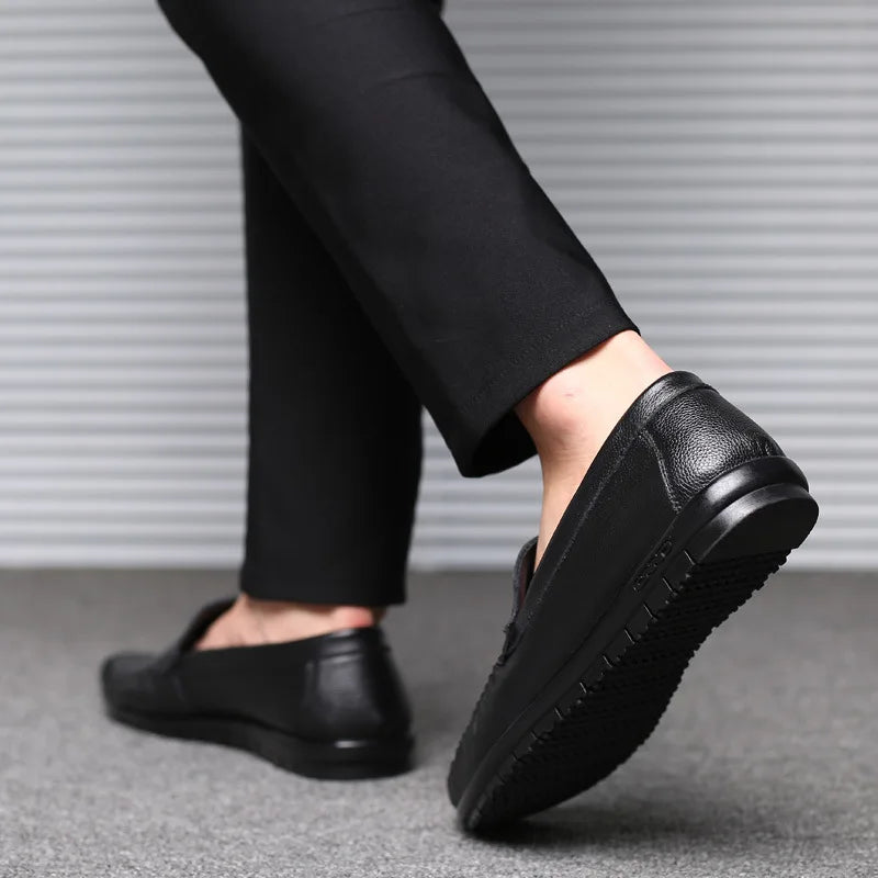 BPOXE Mens Designer Leather Driving Shoes All Season