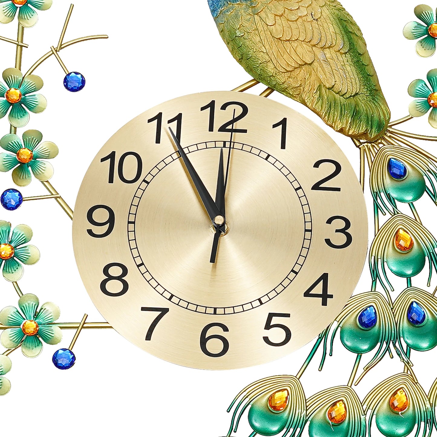 Complete Home And Apparel Luxury Peacock Wall Clock Metal