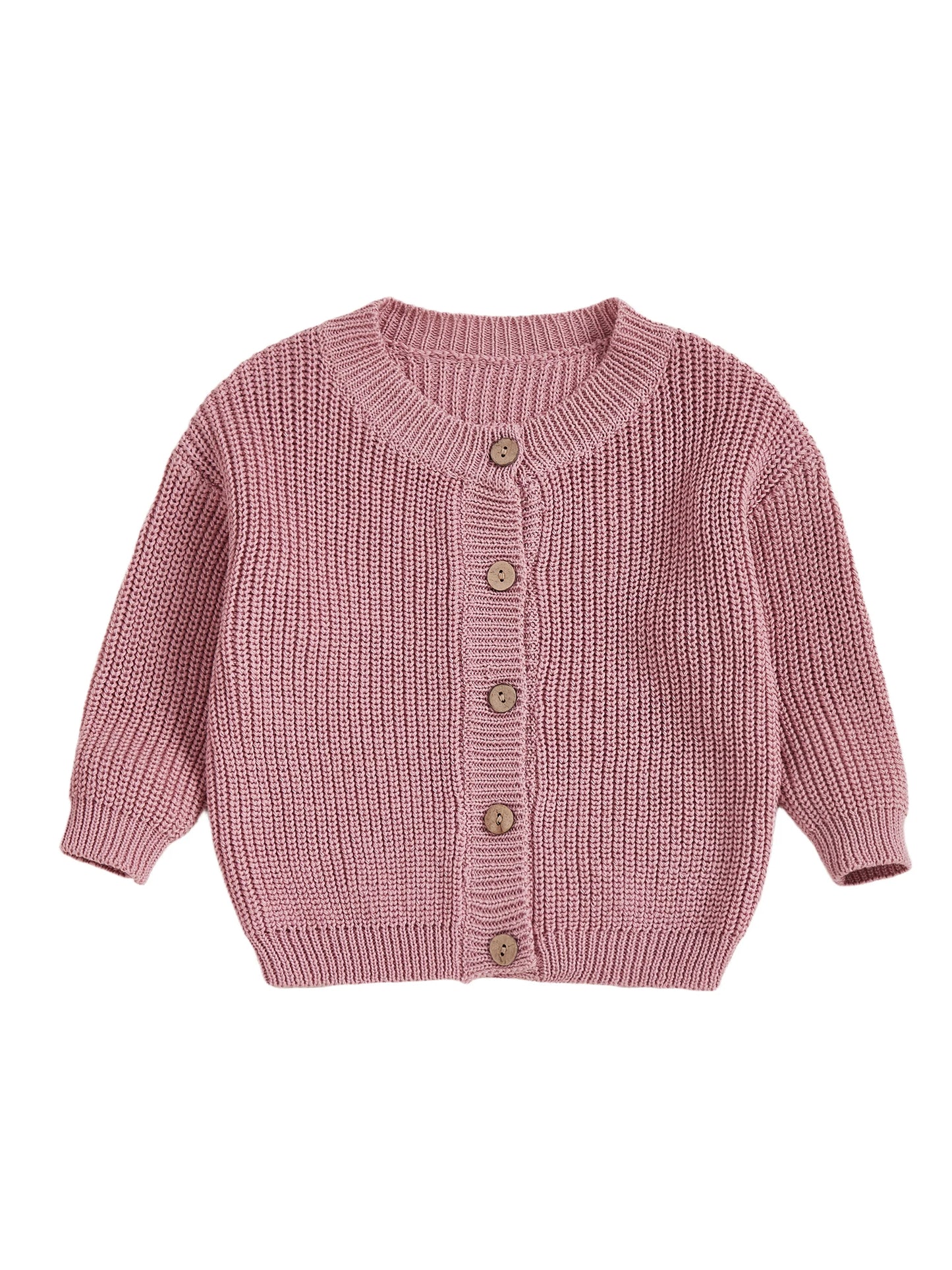 Guangdong Girls Knit Cardigan Round Neck Button Front