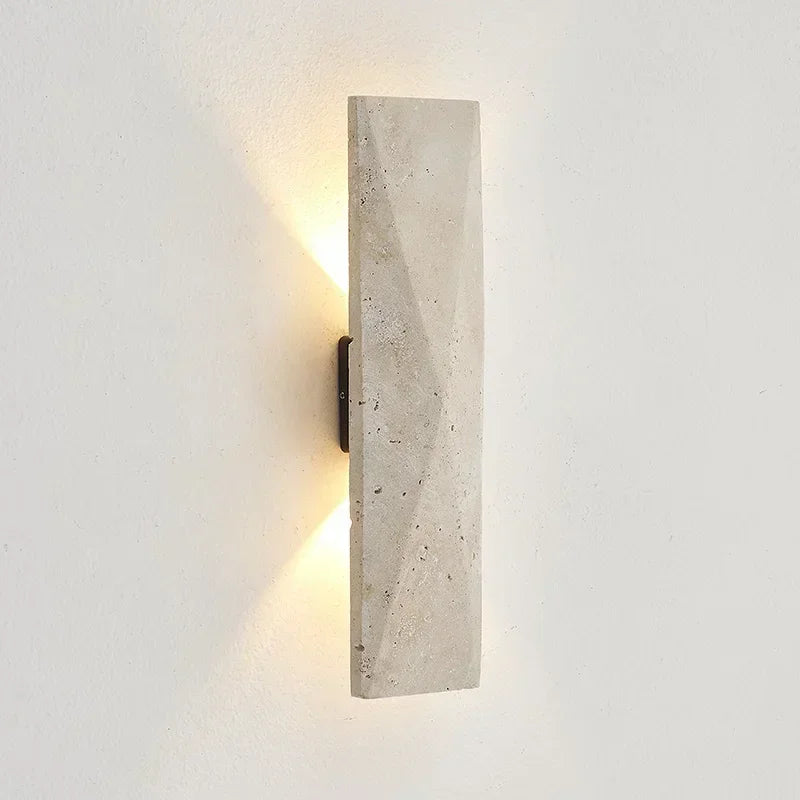 Outdoor Wall Lamp Travertine Stone Japanese Style LED Light