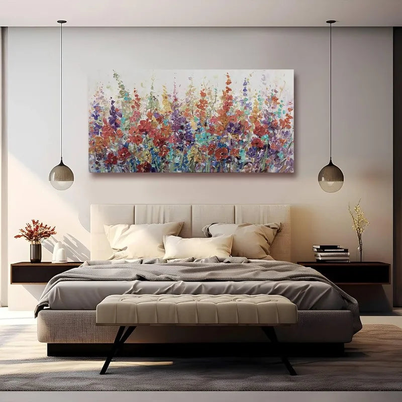 Hign-concerned Flower Textured Wall Art Bedroom Living Room