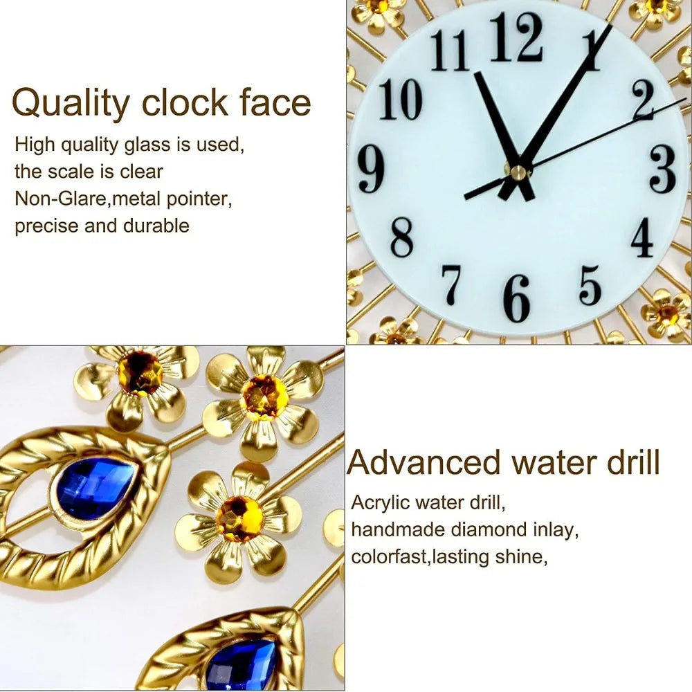 Hign Concerned Wall Clock Crystal Modern Silent Round Decor