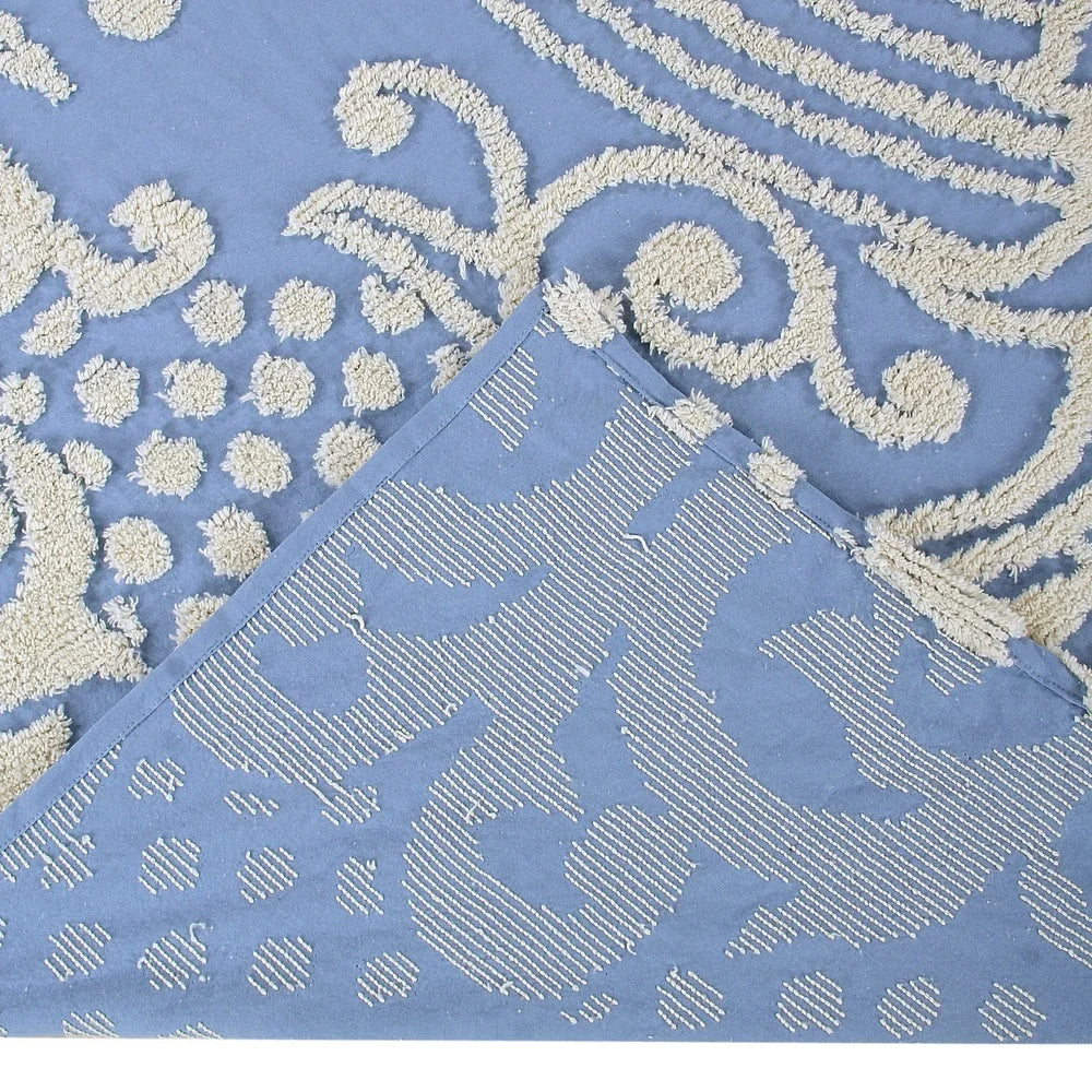 DUTRIEUX Chenille Bedspread Floral Design Lightweight