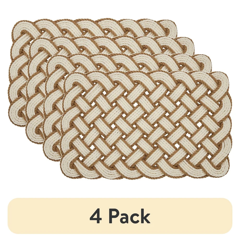 DUTRIEUX 4 Pack Woven Knotted PVC Outdoor Doormat Non Slip