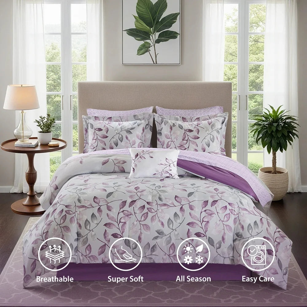 DUTRIEUX Botanical Comforter Set 9 Floral Bed In A Bag