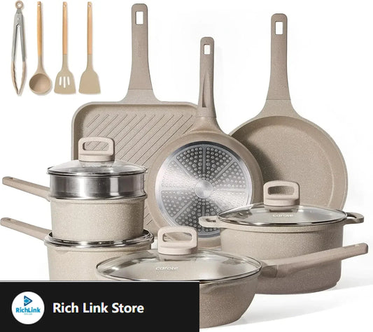 Carote Pots and Pans Set Non Stick 16 Piece Cookware