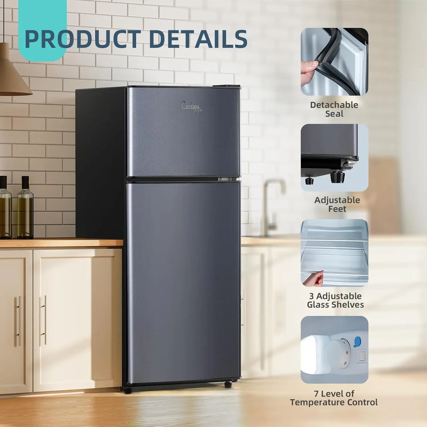 Krib Bling Mini Refrigerator With Freezer Double Door Dorm