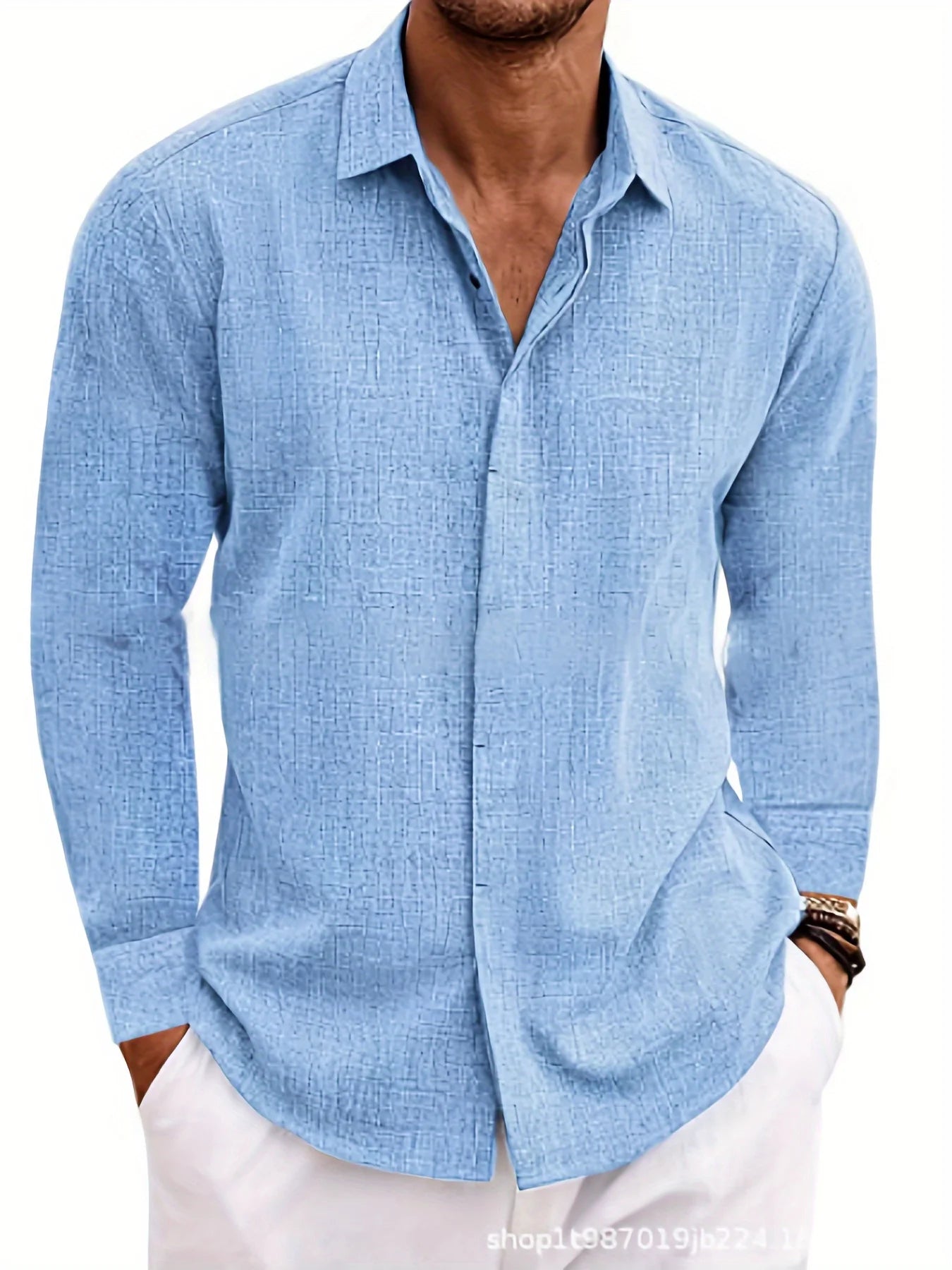 Zhejiang Linen Long Sleeve Shirt For Men Cotton Linen Blend