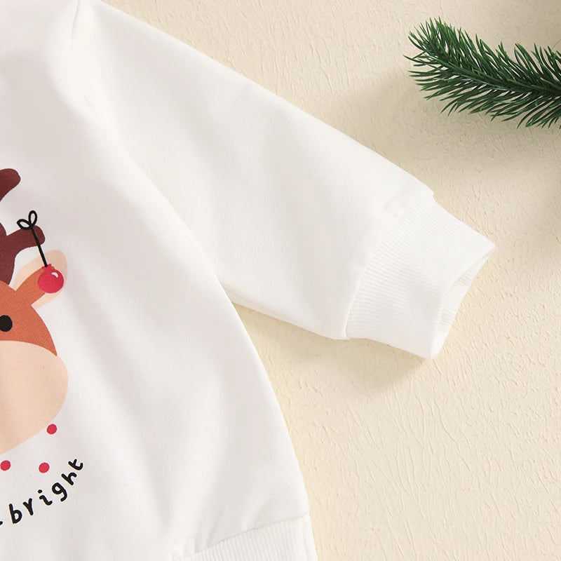 Toddler Christmas Deer Print Sweatshirts And Pants Set 2Pcs