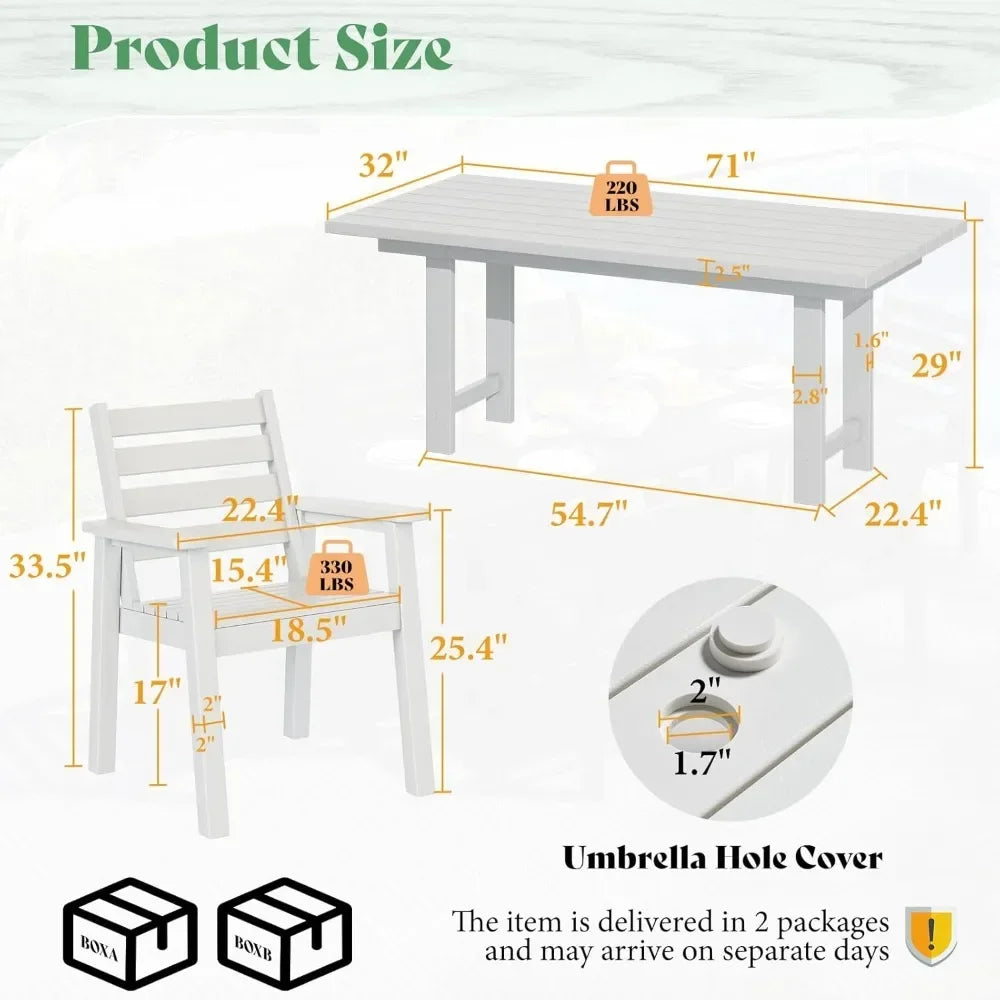 General 7 Piece HDPE Outdoor Dining Set With Umbrella