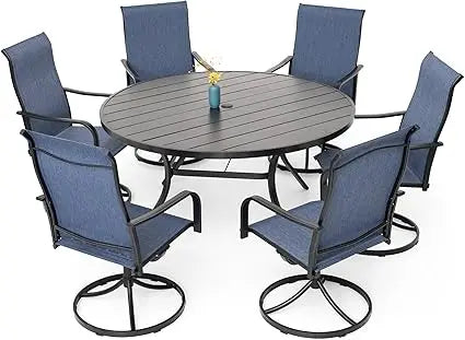 Nixtopia Patio Dining Set With Swivel Chairs Round Table