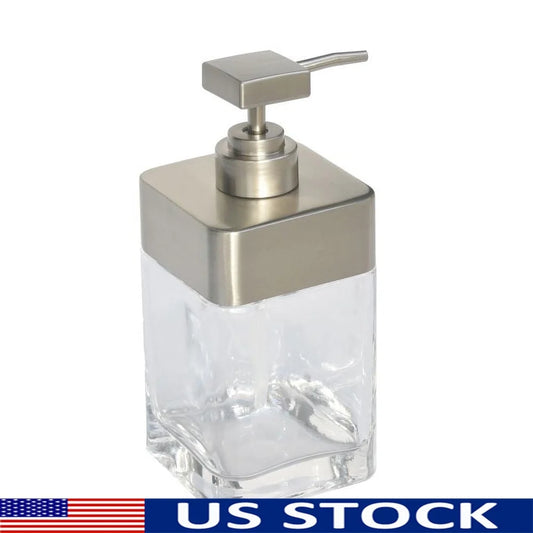 XMSJ Square Glass Soap Dispenser With Metal Accent