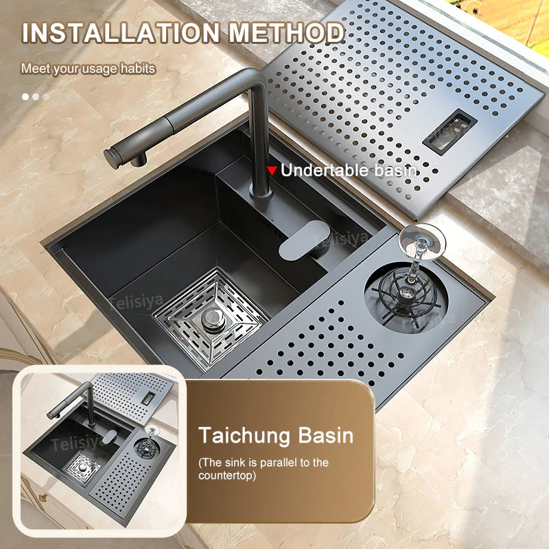 Telisiya Cup Washer Hidden Sink Stainless Steel Basin
