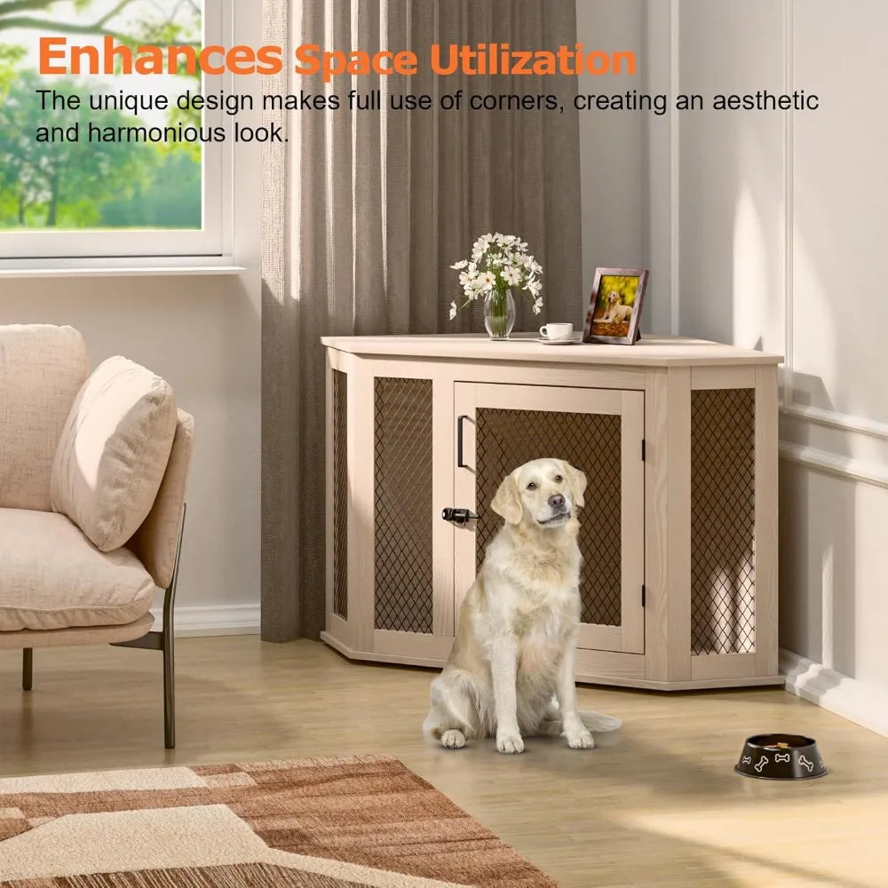 XUYUAN Dog Kennel Furniture End Table With Mesh Indoor