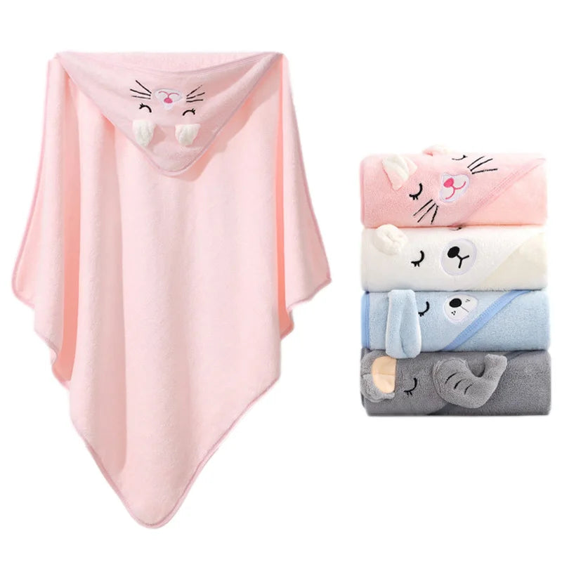 Cartoon Animal Hooded Baby Bath Towels Soft Newborn Toddler