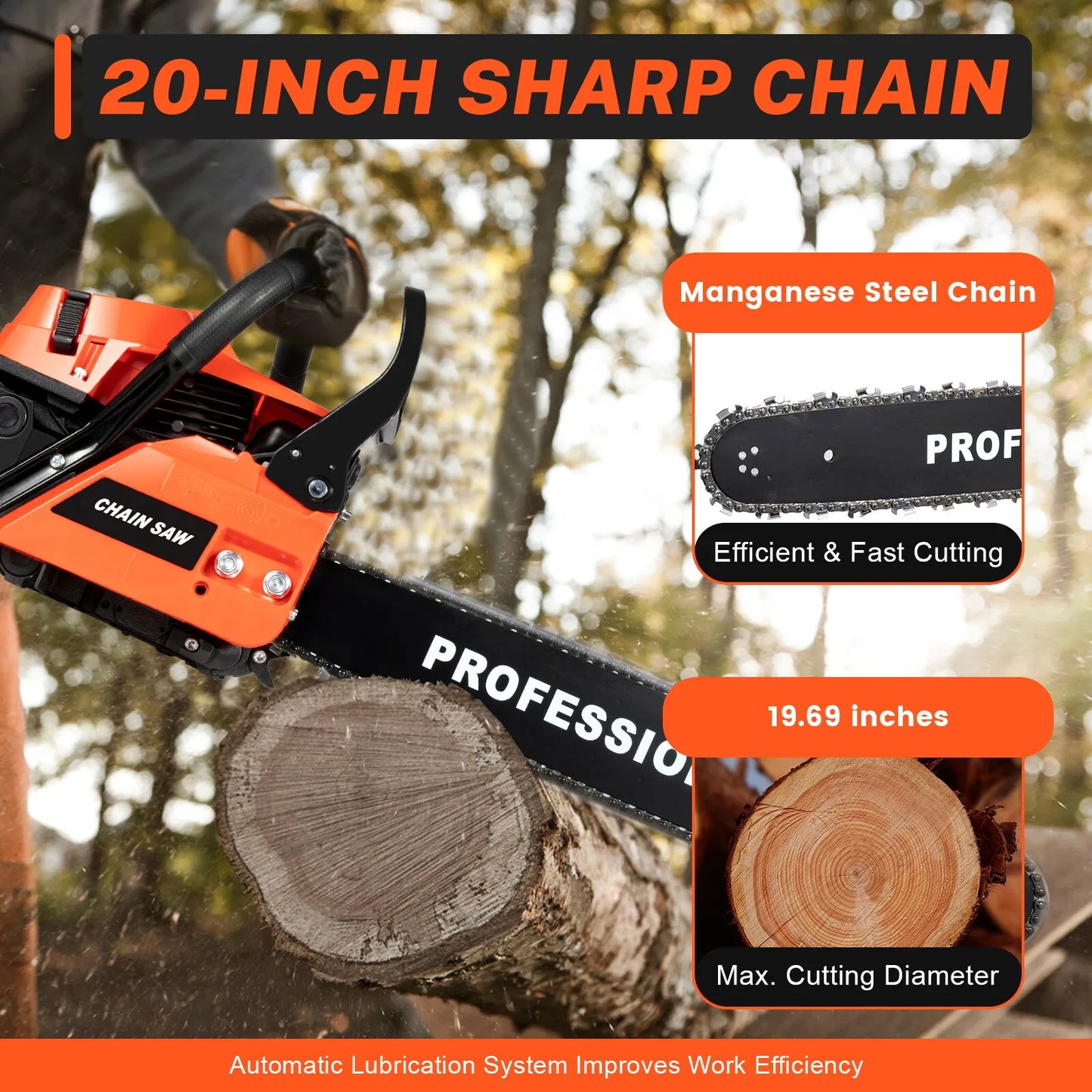 BymaocarDIY Gas Powered Top Handle Chainsaw For Woodcutting