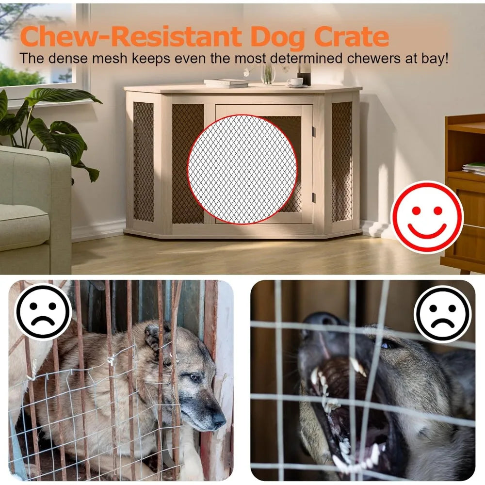 XUYUAN Dog Kennel Furniture End Table With Mesh Indoor