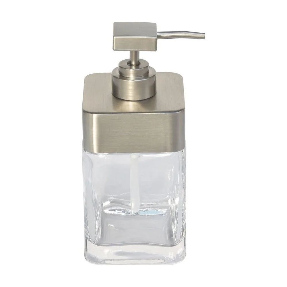 XMSJ Square Glass Soap Dispenser With Metal Accent