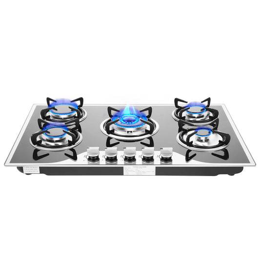Sweetmile 5 Burner Gas Stove Glass Hob Cooktop LPG NG