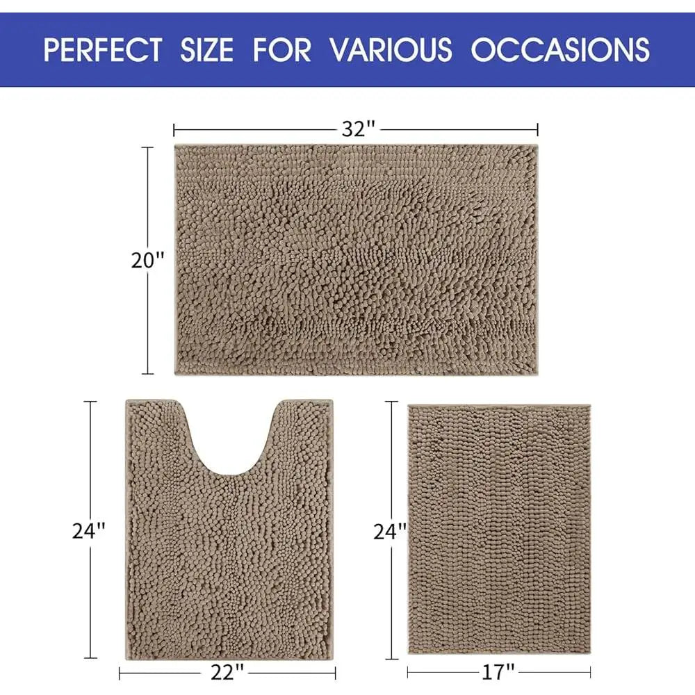 Complete Home and Apparel Ultra Soft Chenille Bath Rugs Set