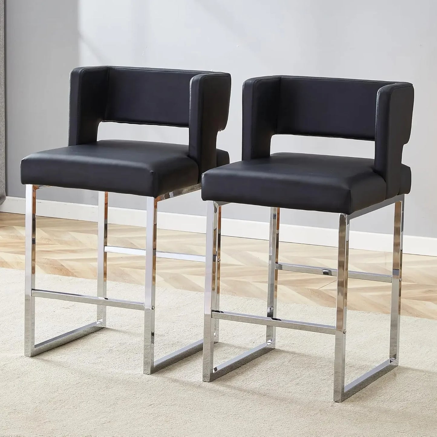 Angduo Velvet Bar Stools Set Of 4 Modern Metal Frame
