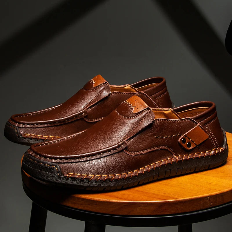 CColinican Leather Men Slip On Loafers Casual Walking Shoes