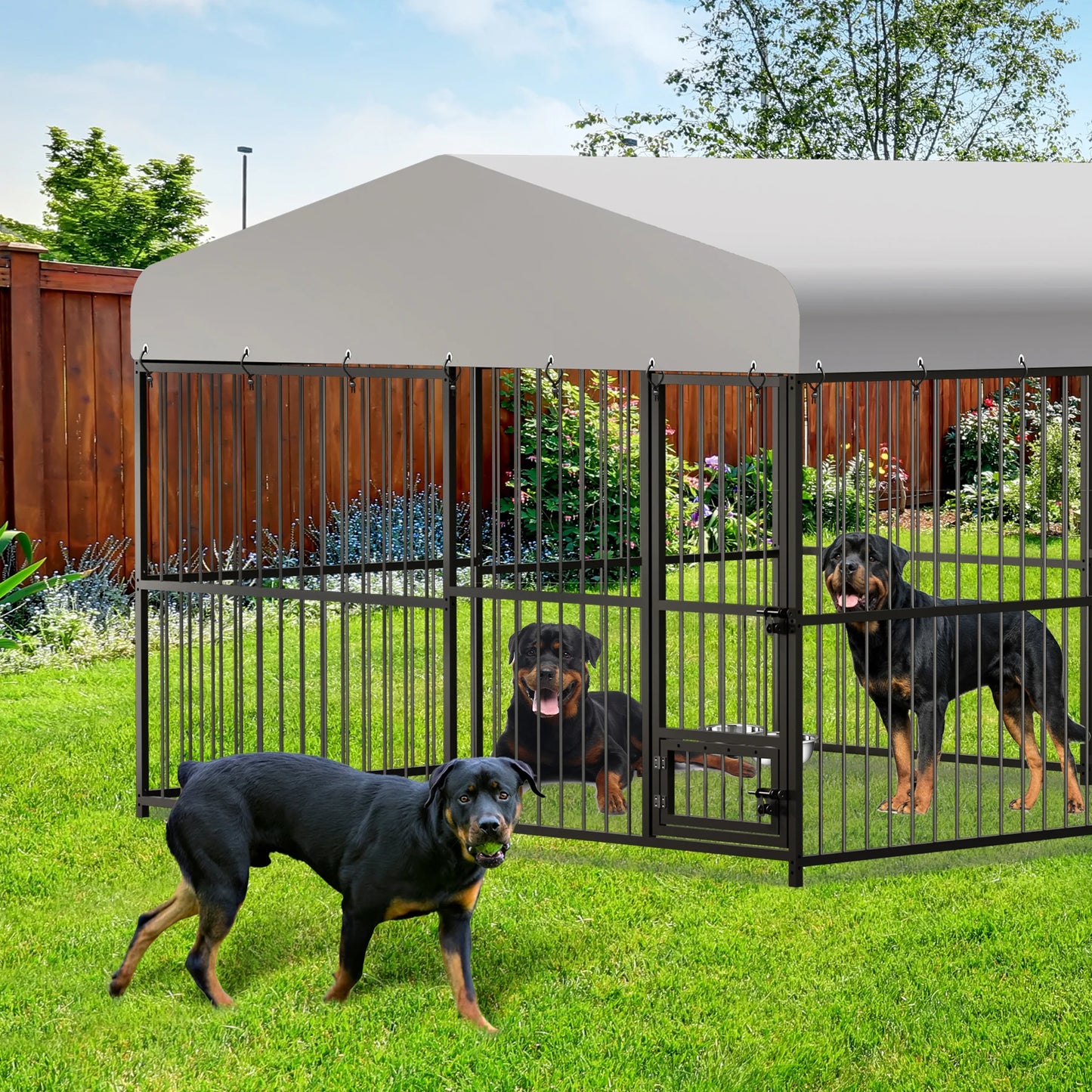 DishyKooker Heavy Duty Outdoor Dog Kennel With Roof