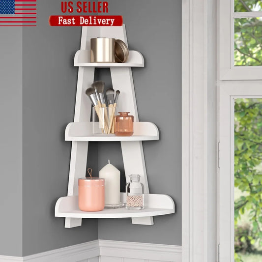 XMSJ Corner Ladder Wall Shelf 3 Tier Bathroom Storage