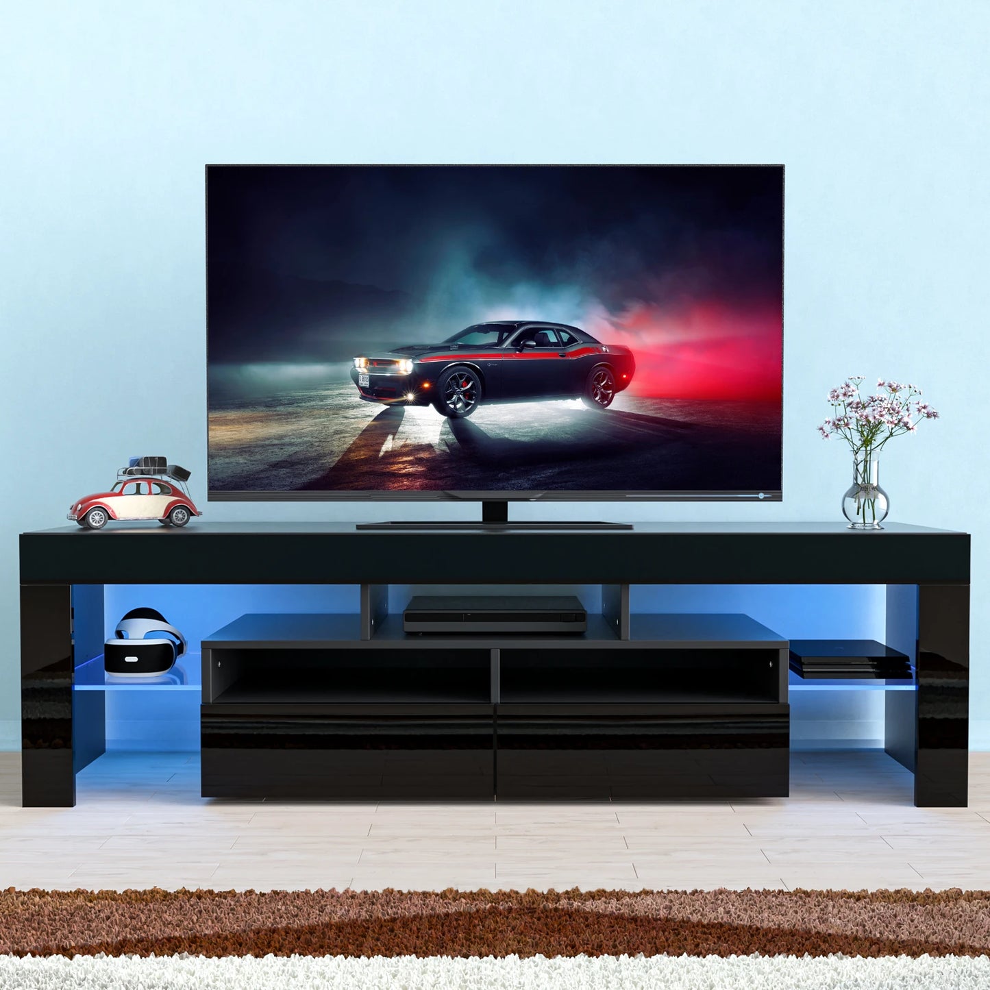 QiaoShiRen LED TV Stand Gloss Cabinet With Drawers
